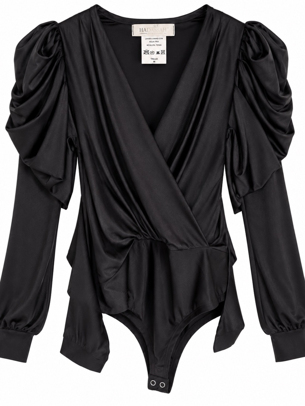 hadassah queen esther black wrap bodysuit size m